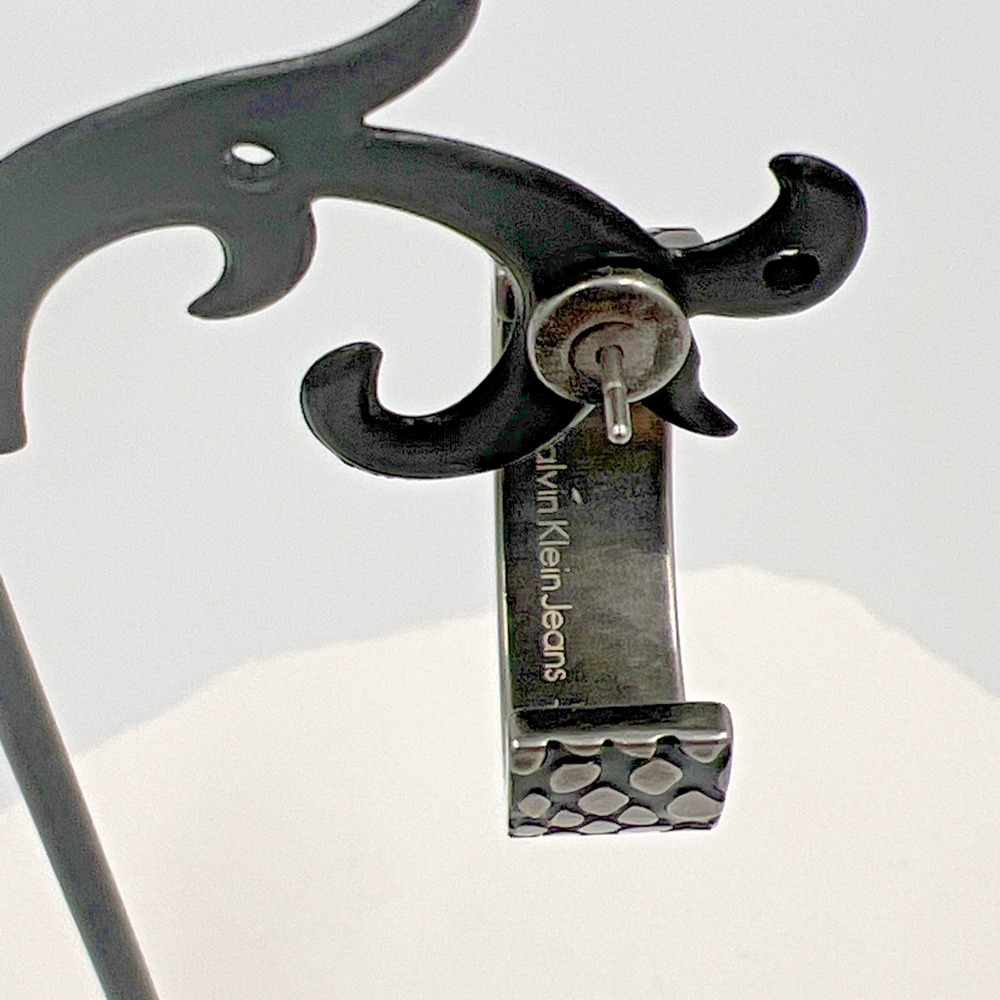 Calvin Klein Snake Skin Print Hoop Earrings Gun Metal Tone NWT.. - Picture 6 of 8